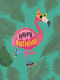 Singelballong Flamingo med rullskridskor