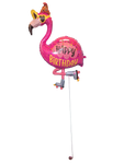 Singelballong Flamingo med rullskridskor
