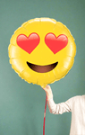 Stor smiley 70 cm med hjärtögon - Ballongbud.seSingelballong