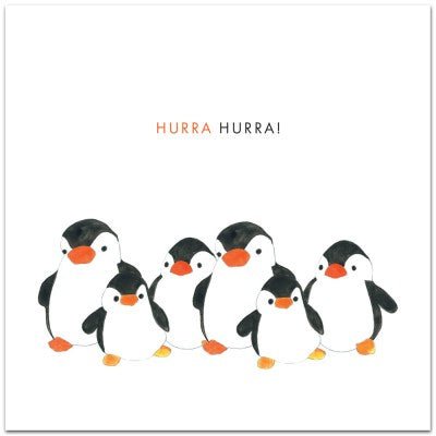 Hälsningskort Pingviner Hurra - Ballongbud.seHälsningskort
