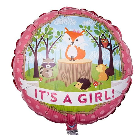 Heliumballong Baby It's a girl Fox - Ballongbud.seByggare