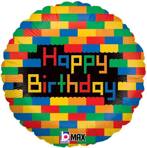 Heliumballong Happy Birthday Lego - Ballongbud.seByggare