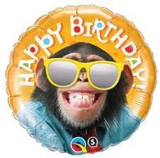 Heliumballong Happy Birthday Monkey - Ballongbud.seByggare