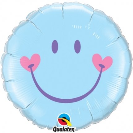 Heliumballong Ljusblå Smiley - Ballongbud.seByggare