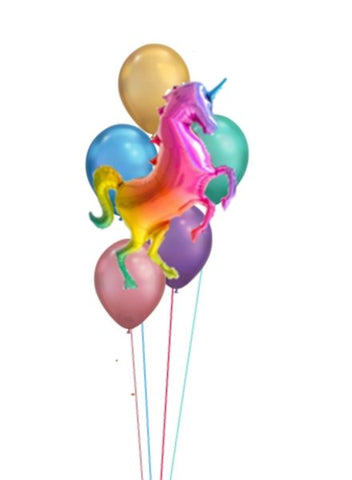 Heliumbukett Glitter Rainbow Unicorn Holographic - Ballongbud.seHeliumbukett