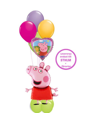 Heliumbukett Greta Gris (Peppa Pig) - Ballongbud.seHeliumbukett
